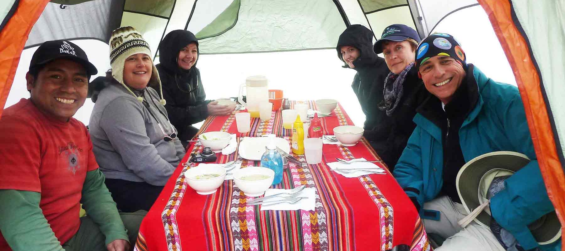 Group of Travelers Camping On Lares Trail Peru