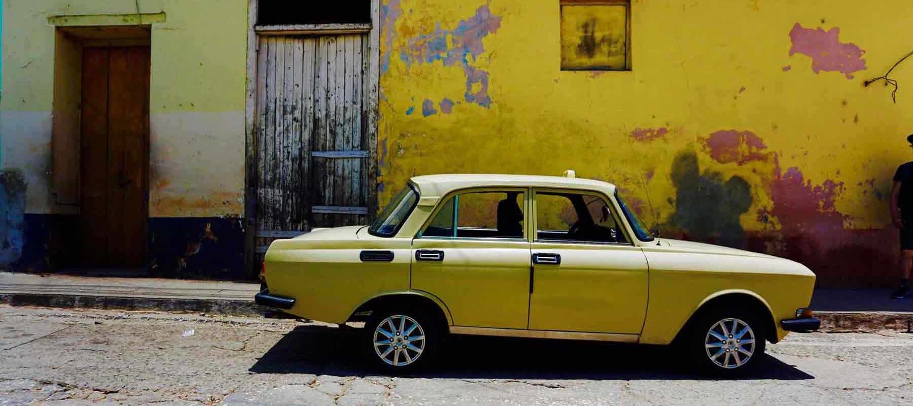 Old Yellow Cars Havana