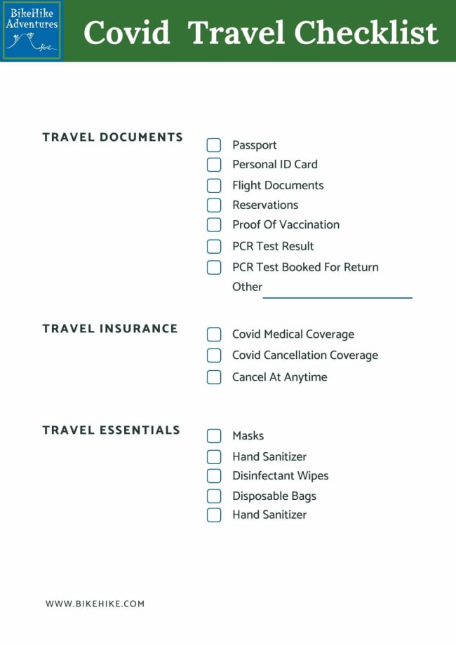 Covid Travel Checklist