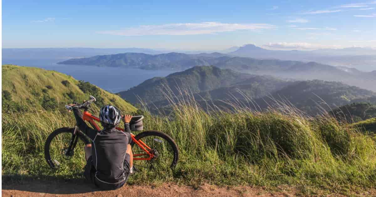 Croatia Cyclist Overlooking Landscape