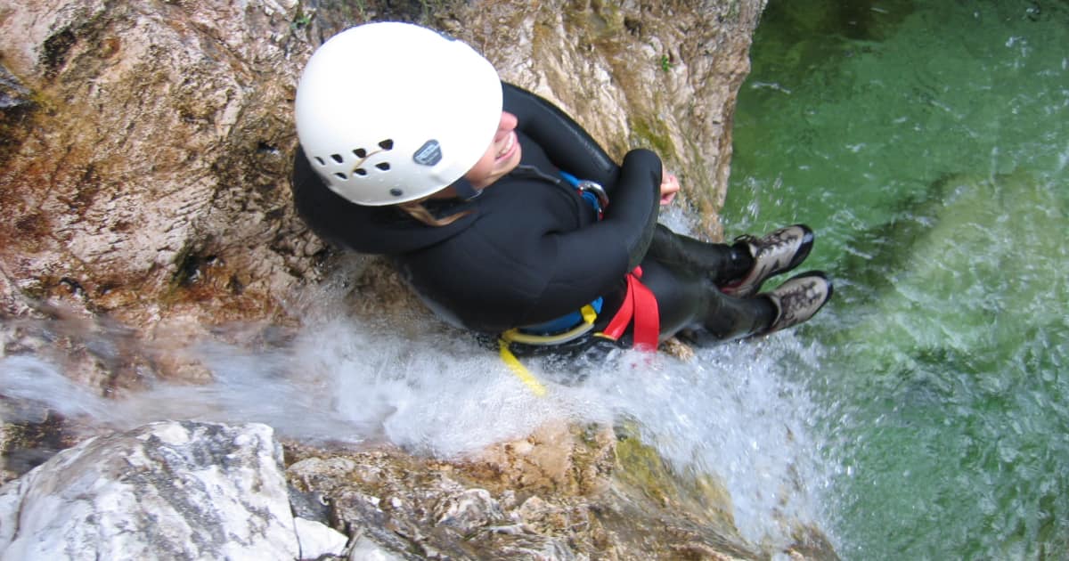 Canyoning down a waterfall