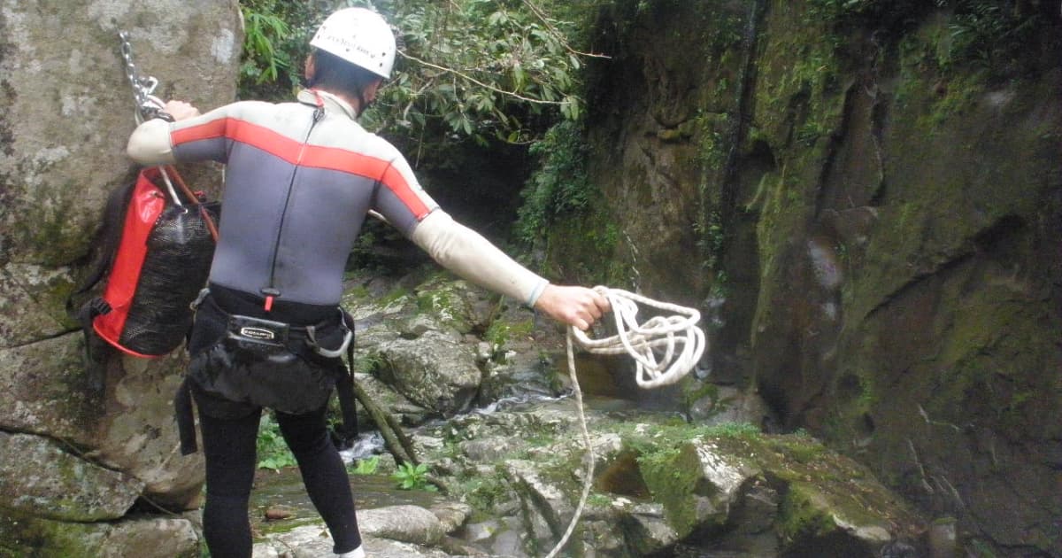 canyoneering with a rope