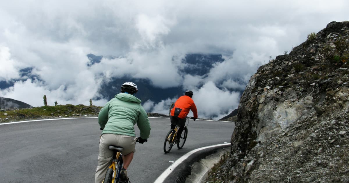 cycling with clouds in background