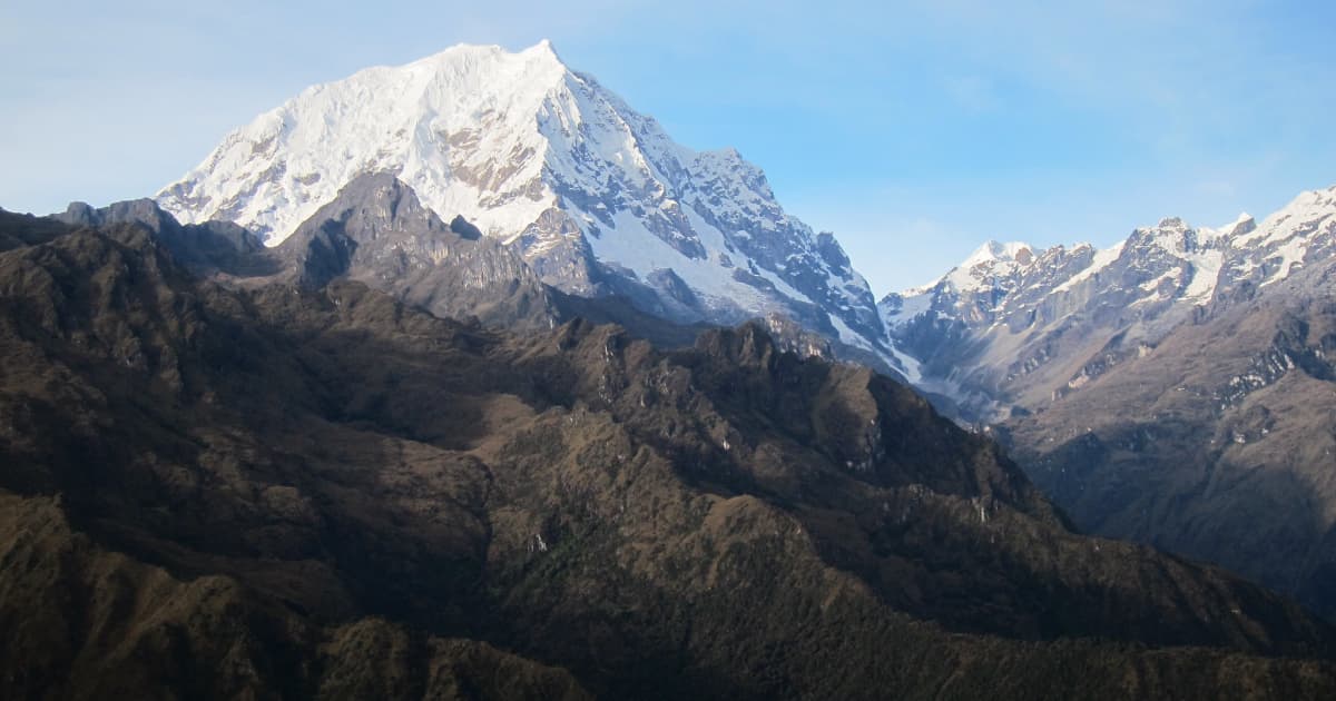 Inca Trail looking on to a snow capped mountain