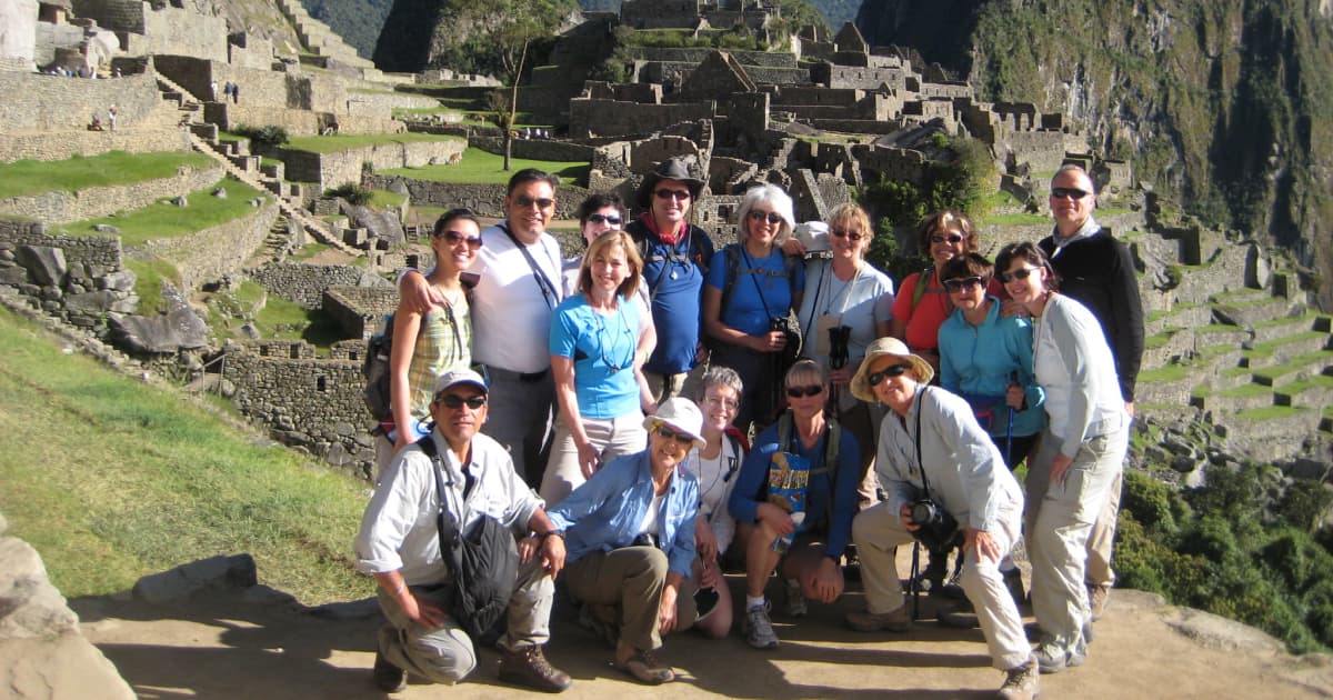Group of hikers at machu picchu