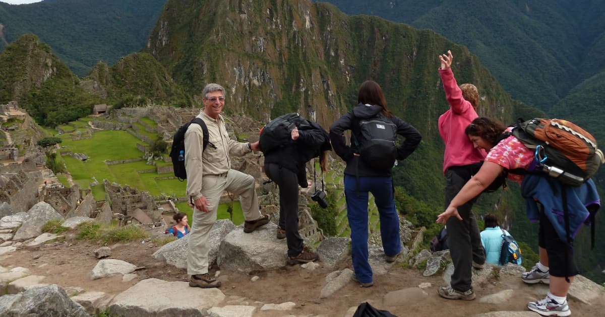 5 hikers on Machu Picchu