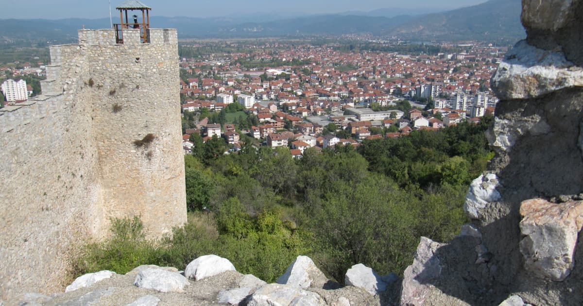 a castle overlooking the old town of Ohrid in North Macedonia