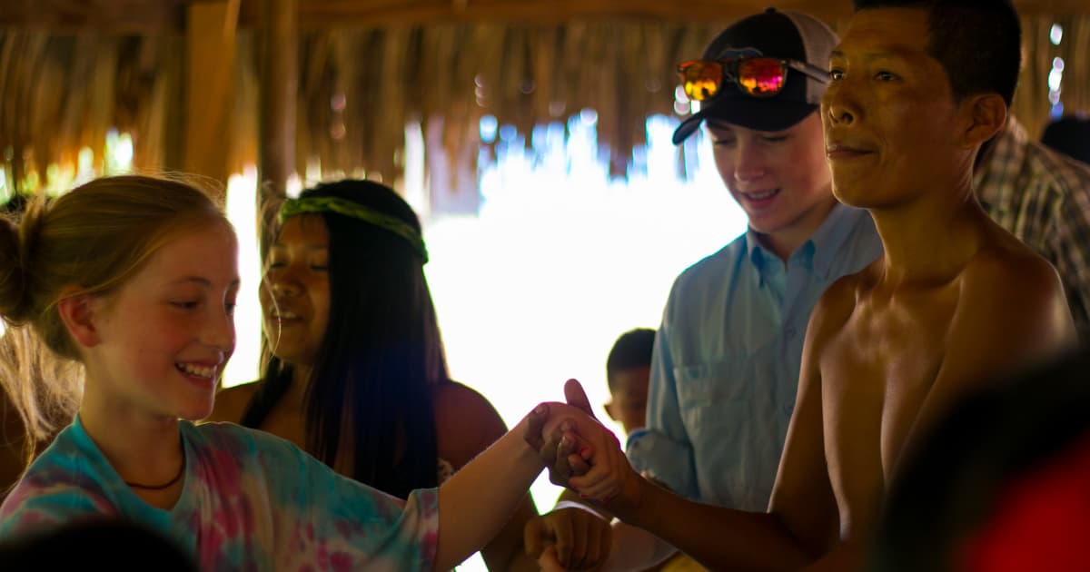 locals and tourists chatting in Panama