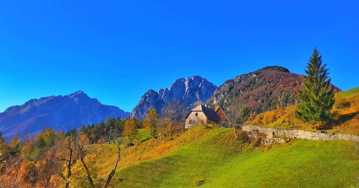slovenia landscape with a castle on a hill in the countryside