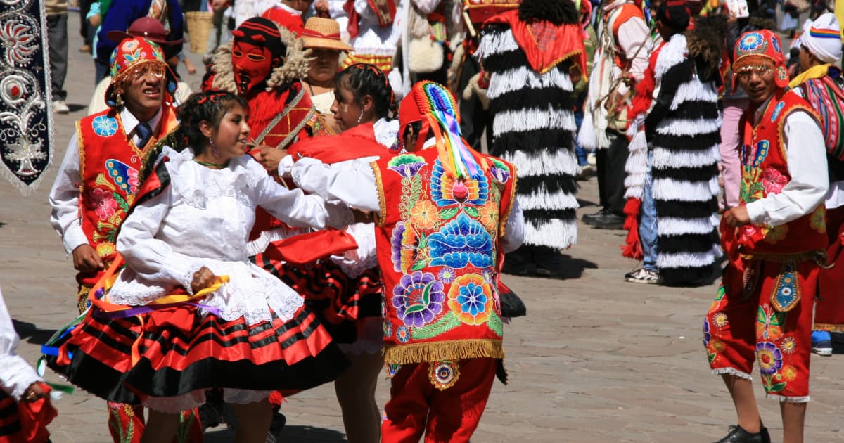 traditional dancers on the streets of Peru
