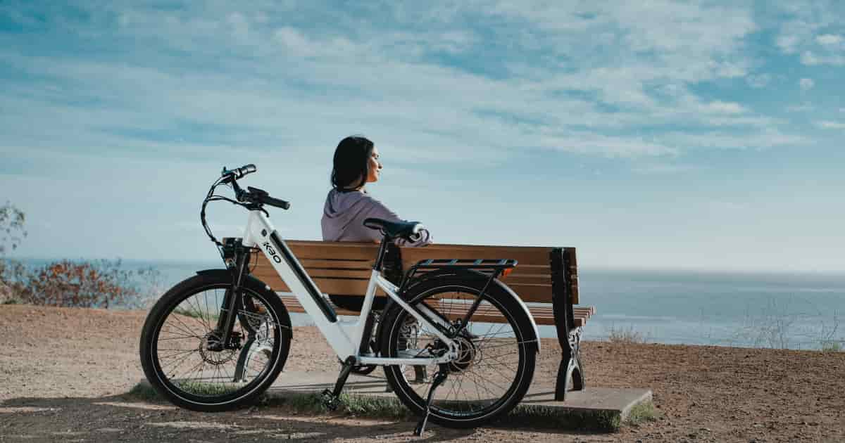 electric bicycle beside a sea view