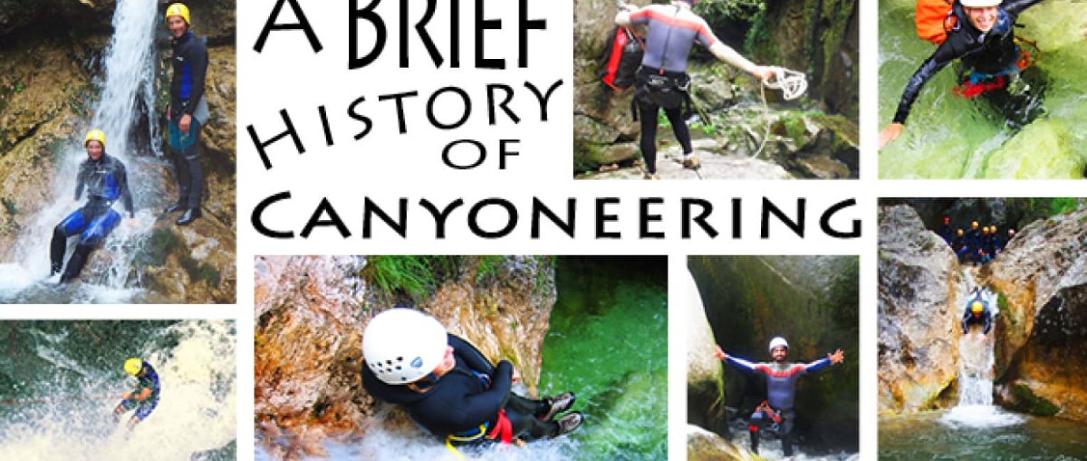 Canyoneering Collage of BikeHike Travelers climbing Canyons and Waterfalls