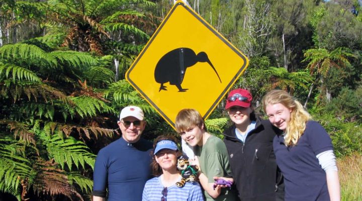 Family on hiking trail