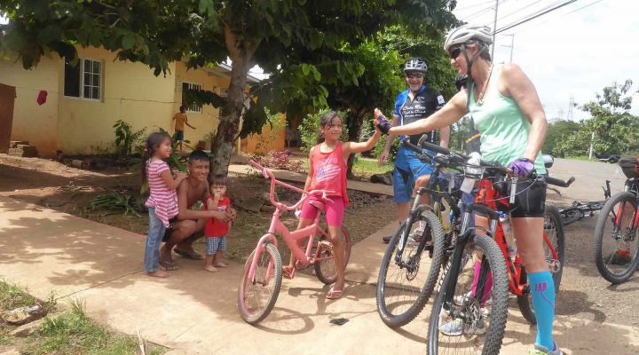 Biking through rural villages in Costa Rica