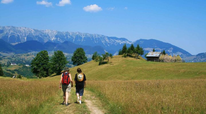 2 Travelers Hiking the Carpathian Mountains