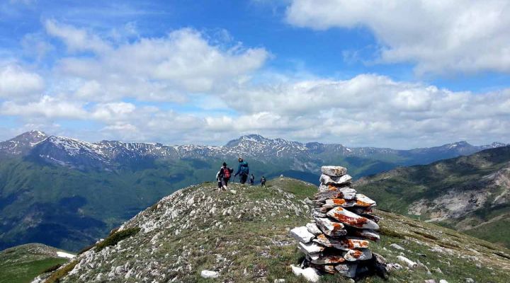 Hikers on a North Macedonia mountain trail