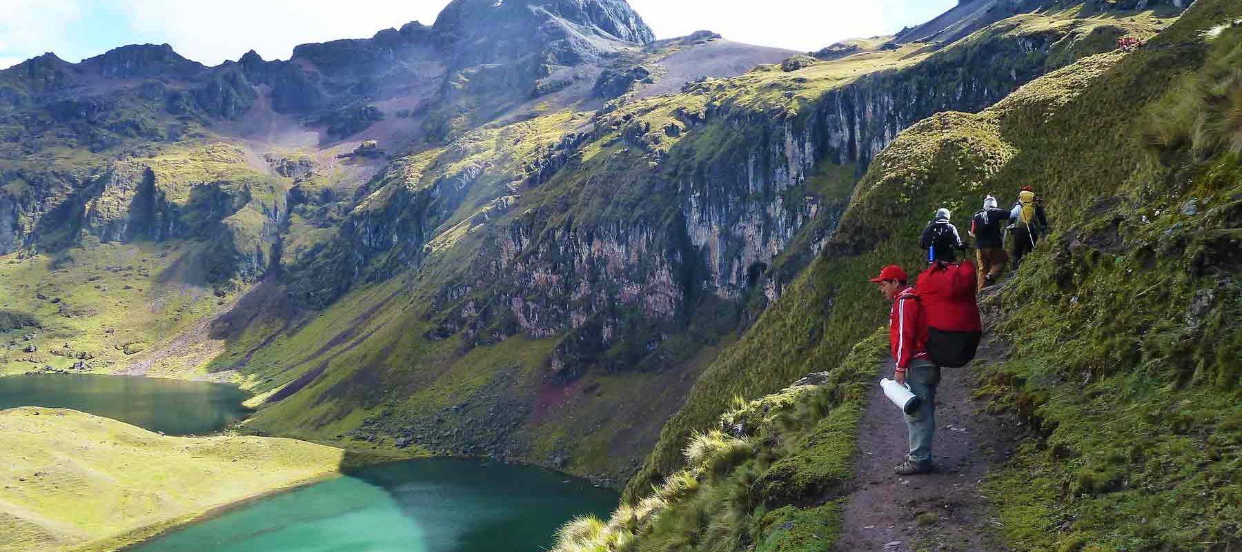 Travelers hiking the Lares Trail