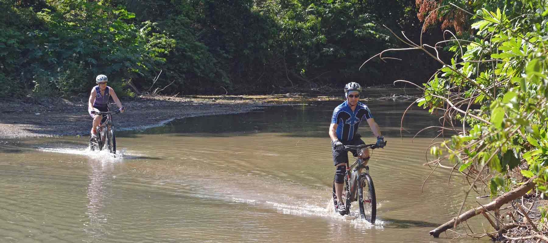 Biking through shallow lakes
