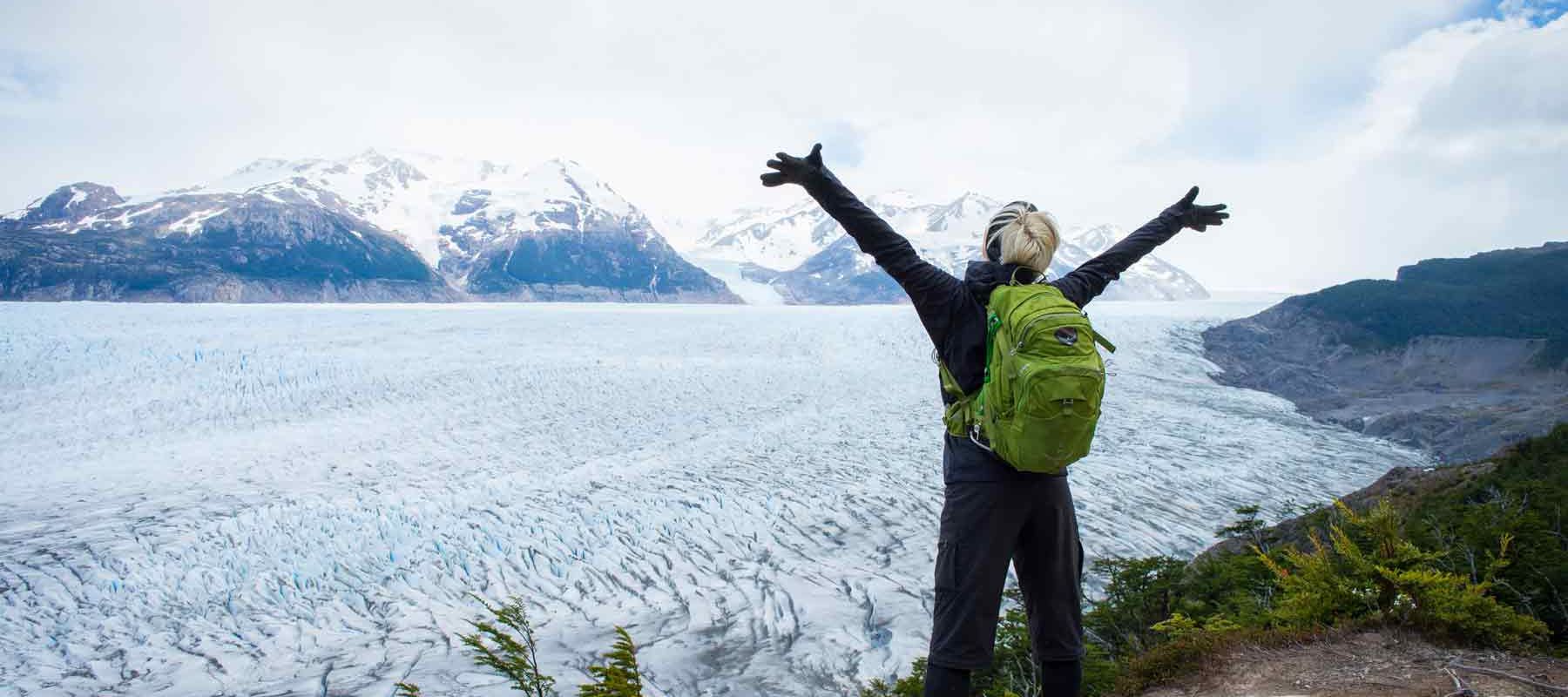 Traveler on Patagonia hiking trail