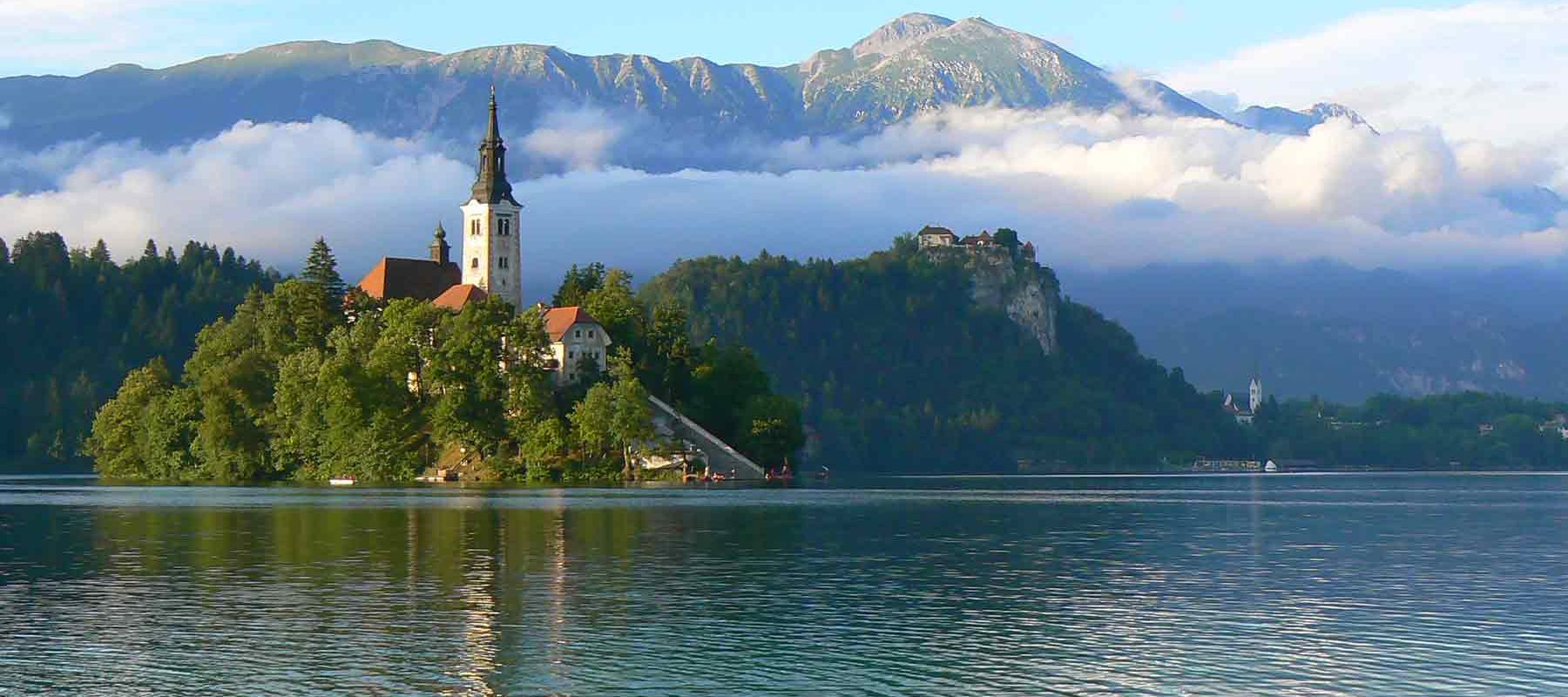 Lighthouse on Lake Bled Slovenia