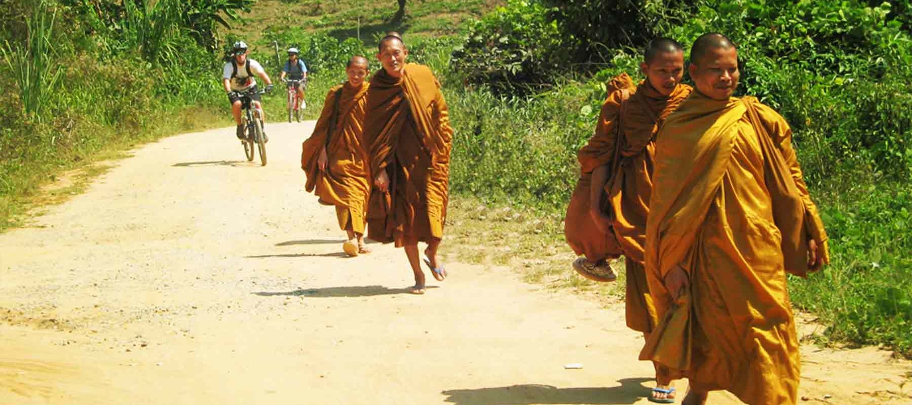 Northern Thailand villagers on dirt path